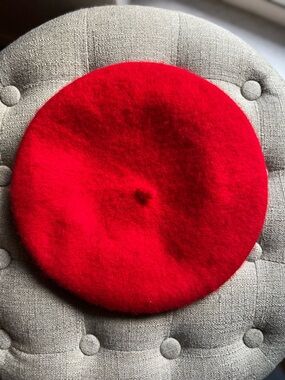 Classic Red Wool Blend Beret